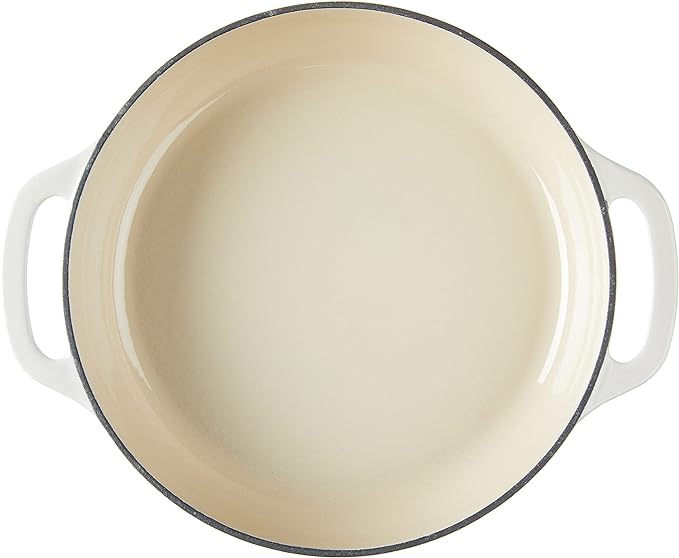 Lodge 3.6 Quart Enameled Cast Iron Oval Casserole With Lid??Dual Handles ??Oven Safe up to 500ì§?F or on Stovetop - Use to Marinate, Cook, Bake, Refrigerate and Serve ??Oyster White