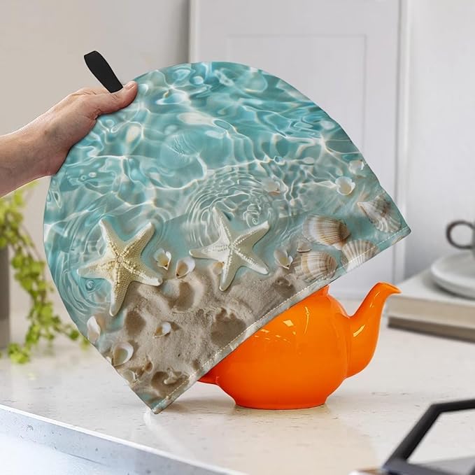 Hudotybom Beach Starfish Tea Cozy for Teapot - Insulated Large Teapot Cover to Keep Warm Tea Kettle - Machine Washable Coffee Pot Cloth - Kitchen Home Decorations