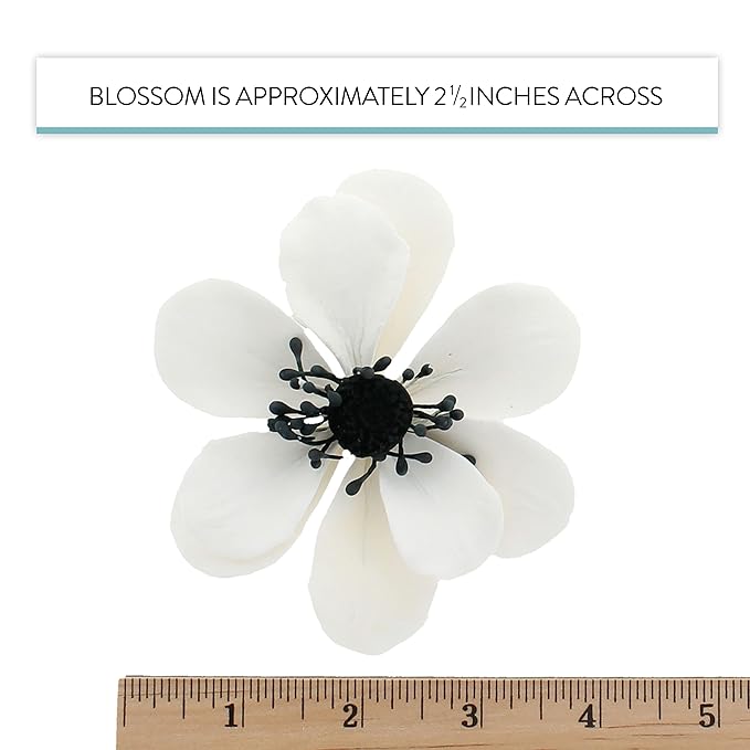 Global Sugar Art Poppy Anemone Sugar Cake Flowers White with Black Center, 3 Count by Chef Alan Tetreault