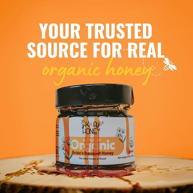 Organic Honey, 100% Pure, Raw Monofloral Brides Bouquet Honey, USDA Certified. Rich in Natural Antioxidants, Premium, No Additives - 8.47 oz