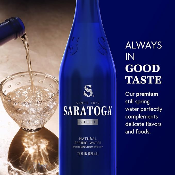 Saratoga Spring Water Bottles, 12 Pack - Still Bottled Water with Naturally Occurring Minerals - Recycled PET Plastic Bottles - 28 Fl Oz