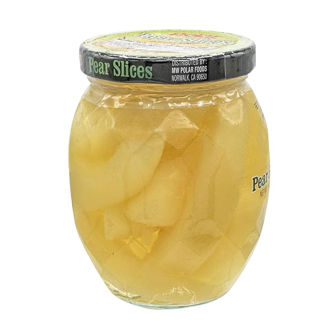 MW Polar Pear Slices in Light Syrup, glass jar 10oz (Pack of 12)
