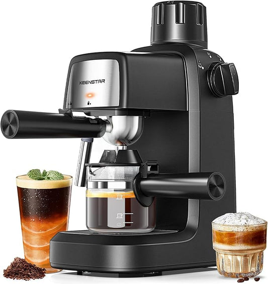 3.5Bar Espresso Machine with Milk Frother, 800W Compact Espresso and Cappuccino Machine with Preheating Function, 4 Cup Espresso Maker for Cappuccino or Latte, Gift for Coffee Lover