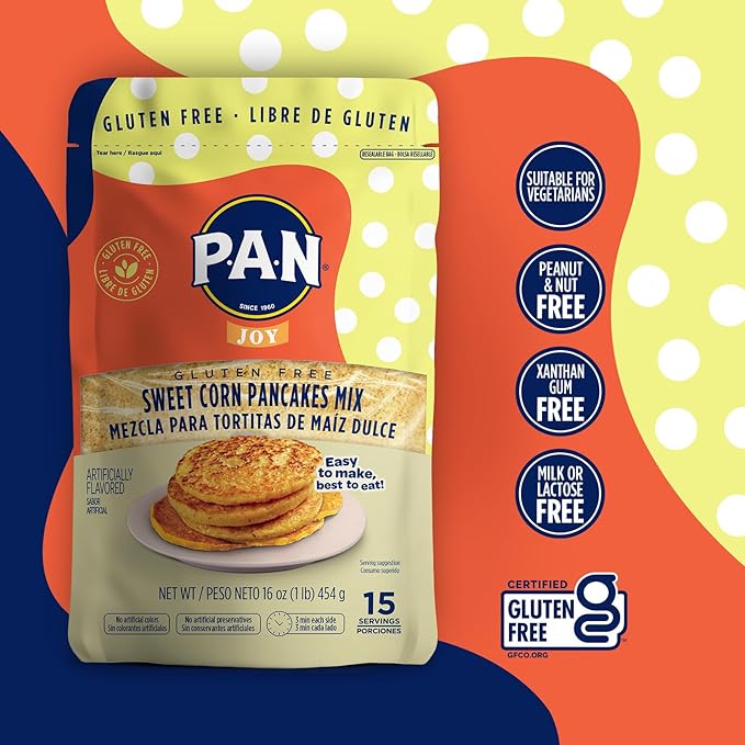 P.A.N Sweet Corn Pancakes Mix ??Gluten Free Easy to Prepare 1 lb (Pack of 6)