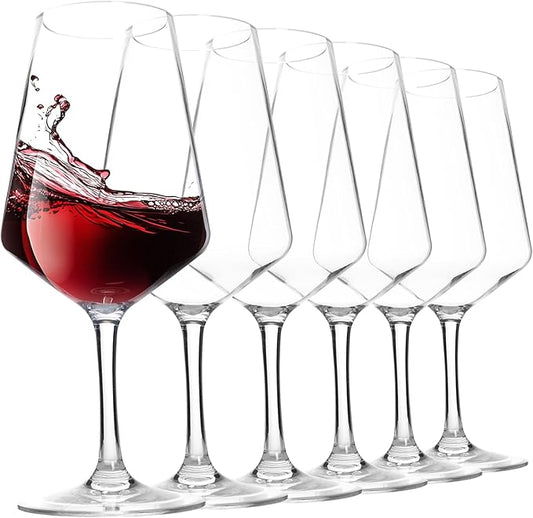 20-ounce Unbreakable Wine Glasses-Acrylic Plastic Stem Wine Glasses, set of 6-All Purpose,Red or White Wine Glass,Dishwasher Safe,BPA Free (Clear, Large)