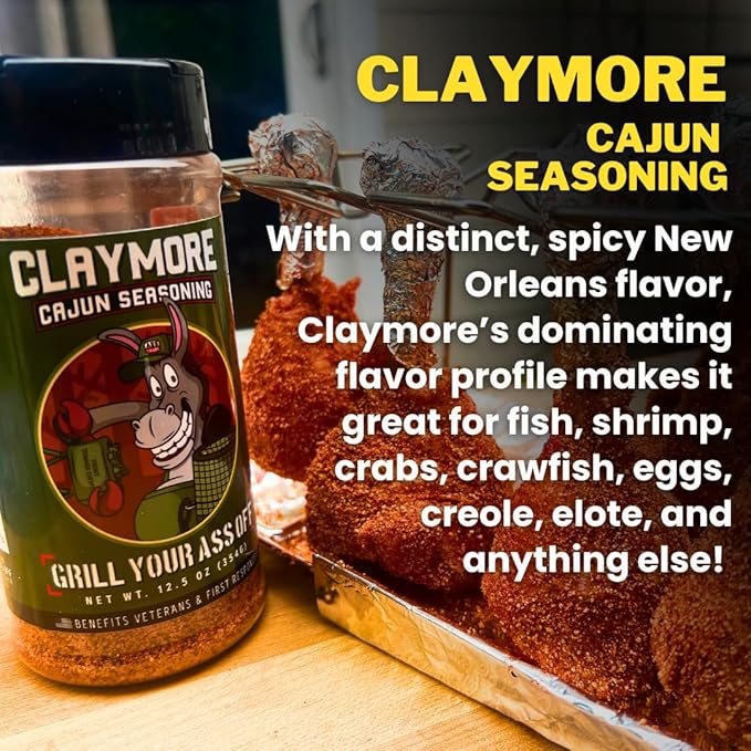GYAO Claymore Cajun Seasoning – 12.5oz Spicy Blend for Meats & Seafood – MSG & Gluten Free – USA Made & Veteran Owned