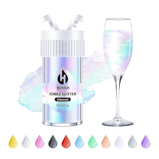 Iridescent Edible Glitter ??6g Rainbow Luster Dust Drink Glitter, Food Grade Shimmer Powder for Cocktails, Cakes, Beverages, Chocolate & Candy