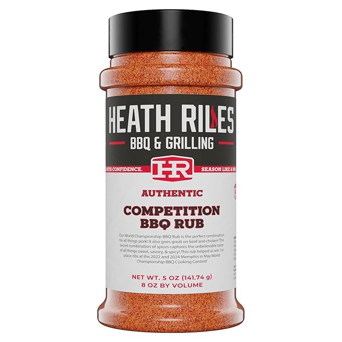 Heath Riles BBQ Rub - Competition Seasoning, Champion Pitmaster Recipe, Legendary BBQ Rubs For Smoking & Grilling, 70+ BBQ Championships, 8 oz.