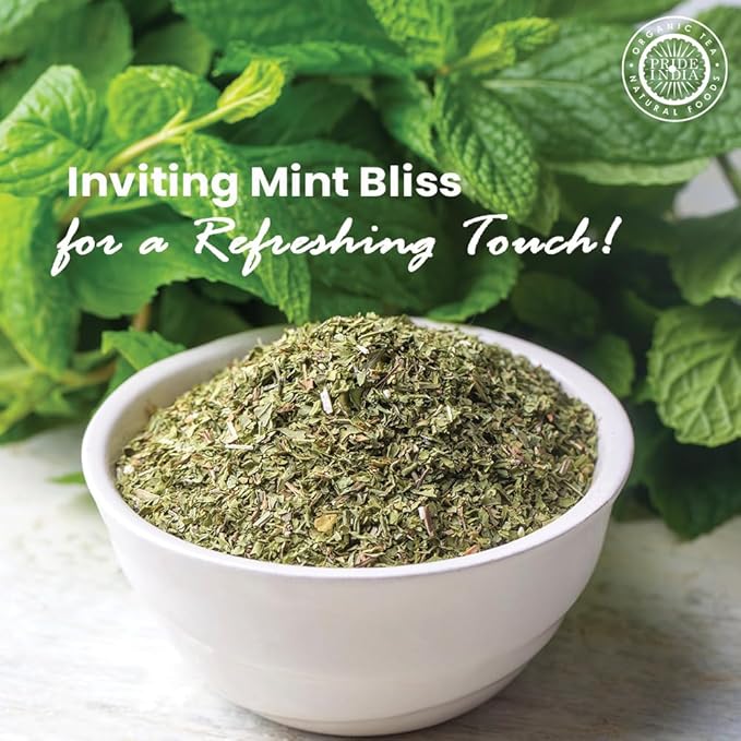 Pride of India ??Mint Leaf Whole ??Cut & Sifted for Convenience of Use ??Good for Culinary Uses ??Ideal for Tea/Beverages ??Easy to Use ??1 oz. Small Dual Sifter Bottle