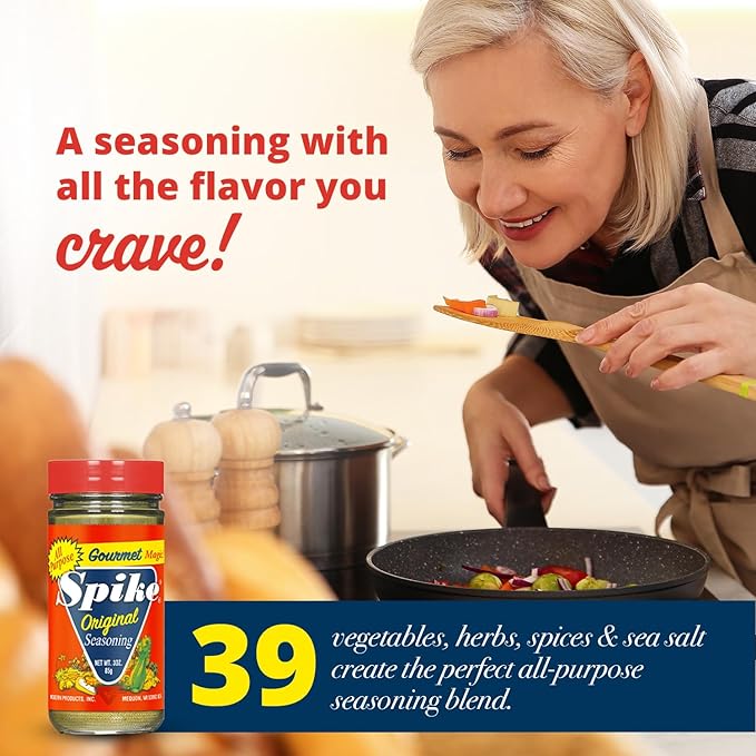 Spike Original All-Purpose Seasoning Salt, Herb, Veggie & Spice Blend 2-Pack ??MSG-Free Seasonings & Spices, 3 Oz Ea