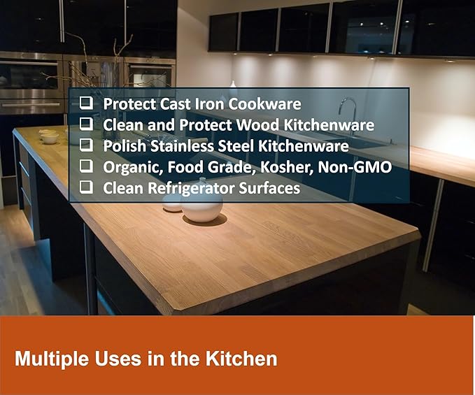 Verdana Cast Iron Seasoning Oil – 8 Fl Oz - Organic, Food Grade, Kosher, Non-GMO - Coconut Derived – Cleans, Conditions & Prevents Rust – No Mineral Oil – For Skillet, Grill, Pan