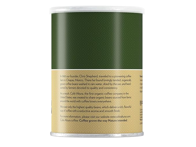 Cafe Altura Ground Organic Coffee, Regular Roast Decaf, 12 oz Can (Pack of 3)