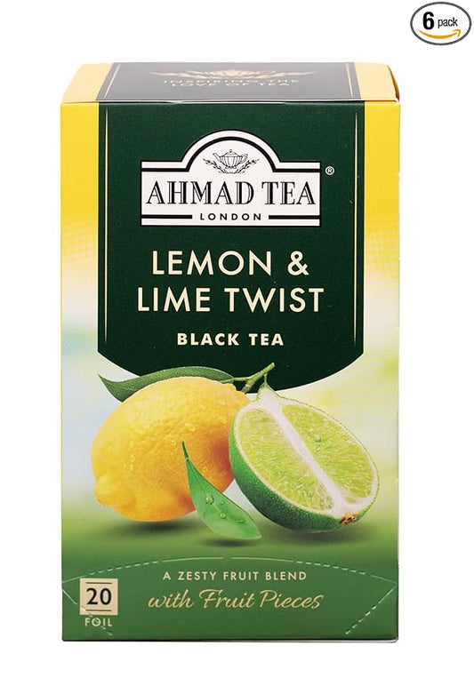 Ahmad Tea Lemon & Lime Twist Black Tea, 20-Count Boxes (Pack of 6)