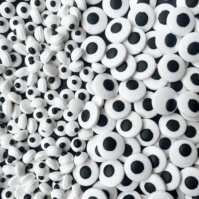 Weraru 2 Bottle Candy Eyeballs Eye Ball Sweets Cake Cupcake Toppers Cookie Dessert Sprinkles Decorations for Birthday Party Supplies 6.8 Ounce(Two Size Mixed)
