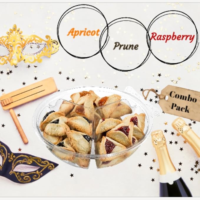 Hametaschen Cookies | Fathers Day Gift Box | Shortbread Cookies Filled with Apricot, Raspberry & Prune Jam | Kosher, Dairy Free & Nut Free | Stern's Bakery