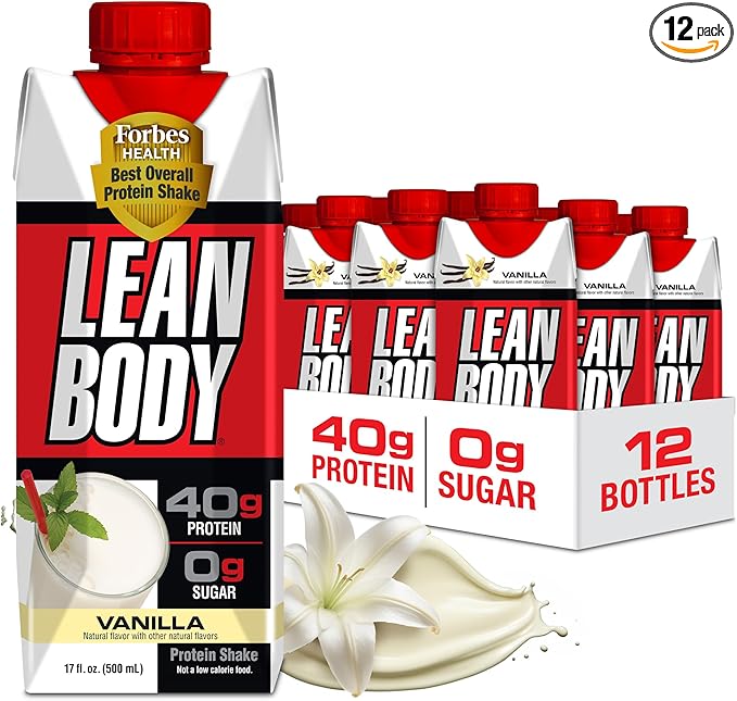 Lean Body Ready-to-Drink Vanilla Protein Shake, 40g Protein, Whey Blend, 0 Sugar, Gluten Free, 22