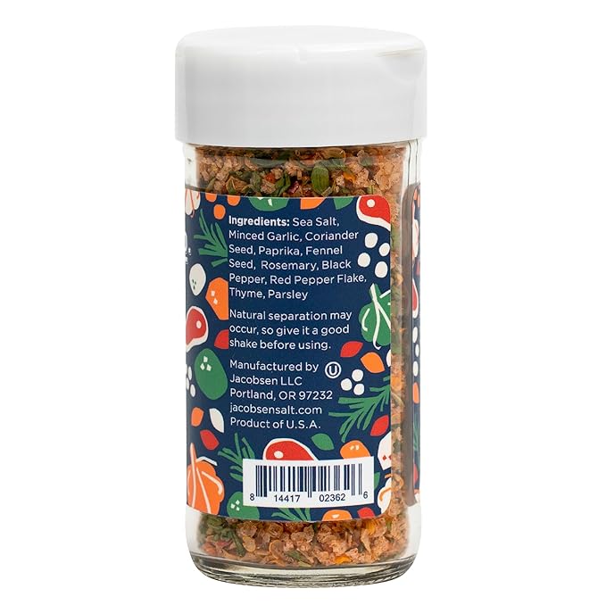 Jacobsen Salt Co. Steak Seasoning ??Sea Salt Soy-Free, Non-GMO, Gourmet Seasonings and Spices for Cooking, Made in USA, Real Salt Flakes ??2.4oz