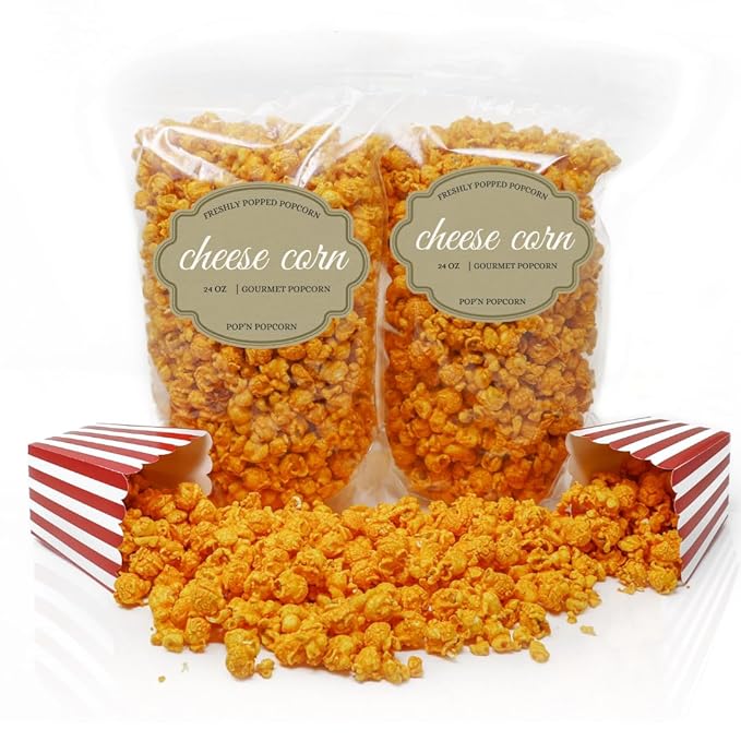 Pop?셄 Popcorn Cheddar Cheese Pop Corn - 24 oz Cheesy Pop Corn Flavored Snacks for Movie Night or Family Picnic - Freshly-Popped and in a Resealable Bag