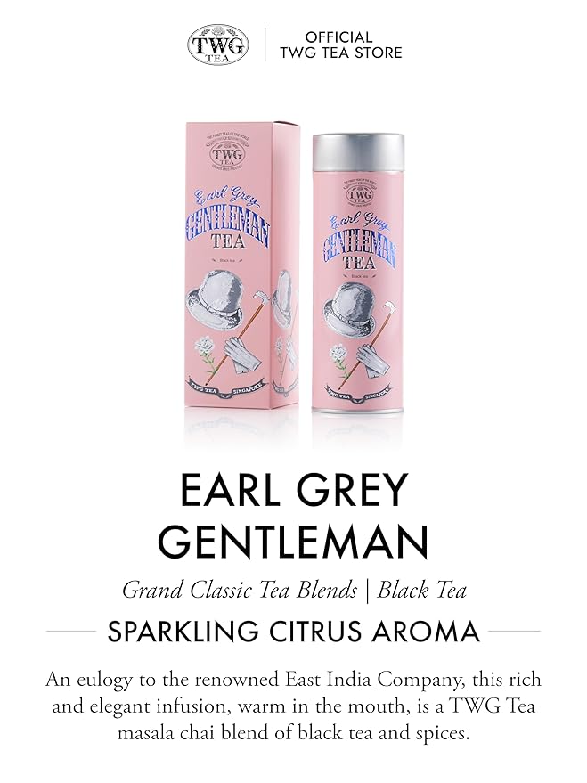 TWG Tea | Earl Grey Gentleman | Black Tea | Bergarmot & Rose | Haute Couture Tin, 100g | Gift Set