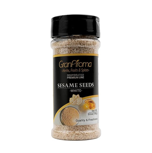 GranAroma White Sesame Seeds, Add Texture & Flavor to Any Recipe, Mix of Sesame Seeds, Garlic, Onion & Salt (5.6 Ounce)