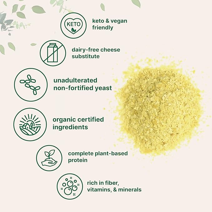 Organic Non-Fortified Nutritional Yeast Flakes, 2 Pounds (32oz) | Rich in Vegan Protein, B Vitamins & Beta-glucans | Keto Friendly, Dairy Free Cheese Substitute, Non-GMO, Gluten Free