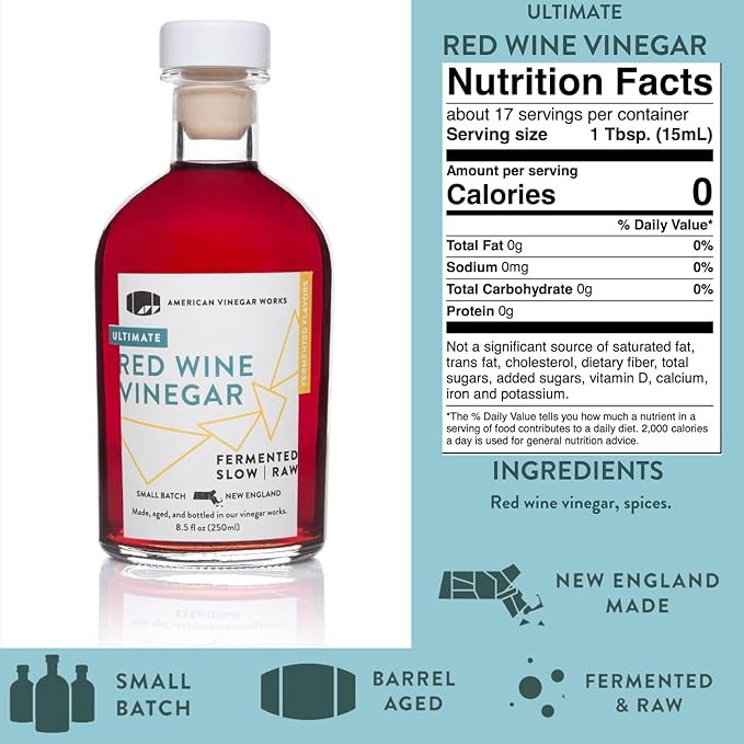 American Vinegar Works - Organic Extra Virgin Olive Oil & Red Wine Vinegar - 8.5oz of Red Wine Vinegar and 16.9oz of EVOO - Perfect ratio for Salad Dressing, Marinades, and More! Great Gift Giving