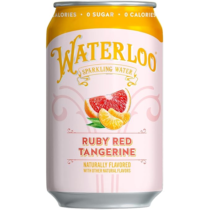 Waterloo Sparkling Water, Ruby Red Tangerine Naturally Flavored, 12 Fl Oz Cans (Pack of 12) – Zero Calories and Zero Sugar or Sweeteners