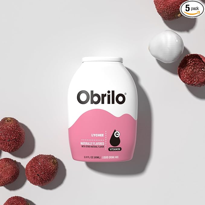 Obrilo Water Enhancer Liquid Flavoring Drops - ZERO Sugar/Calorie, Dye Free, Naturally Flavored Drink Syrup, 2.0 fl oz x 5 Bottles for Kids & Adults (Lychee)
