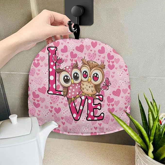 Valentine's Love Heart Tea Pot Cozies Washable Teapot Protective Cover Insulation and Keep Warm Tea Cosy Tea Kettle Quilt for Valentine's Day Gift