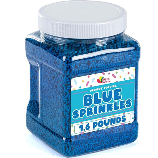 Blue Sprinkles Bulk - 1.6 Pounds - Patriotic Toppings for Ice Cream, Cake Decorating, Cupcakes, Cakepops - Blue Dessert Toppings
