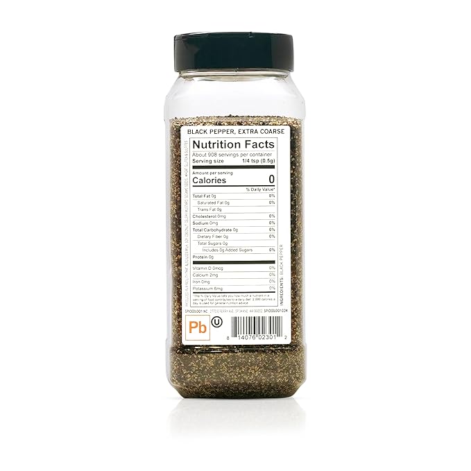 Spiceology - 18 Mesh Ground Black Pepper - Semi-Coarse - For Use On: Beef, Pork, Chicken, Fish, Game or Vegetables - Bulk Pepper Spices and Seasonings for Home Cooks, Chefs, and Professional Kitchens - 16 oz