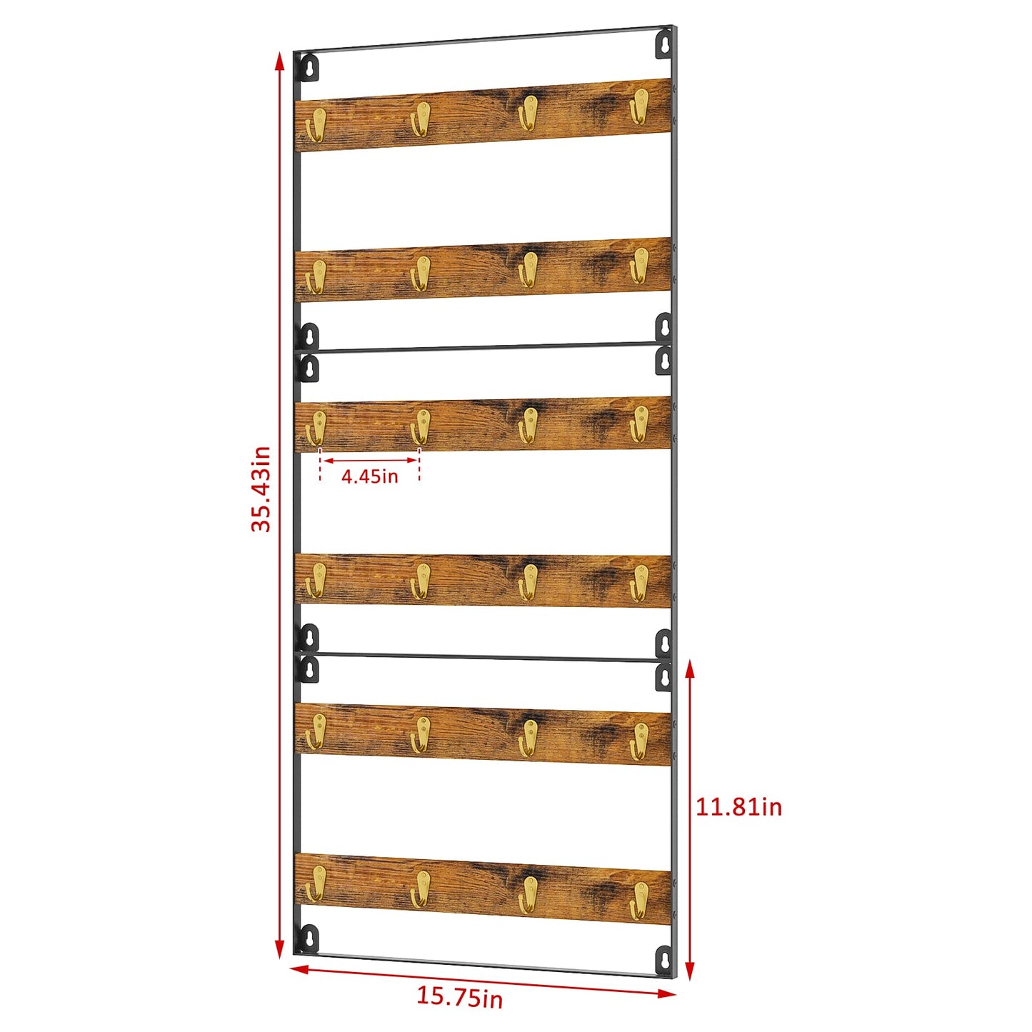 Huxitocan Wall Mount Coffee Mug Holder - Rustic Wood and Iron, Holds Up to 24 Mugs (3Pack) for
