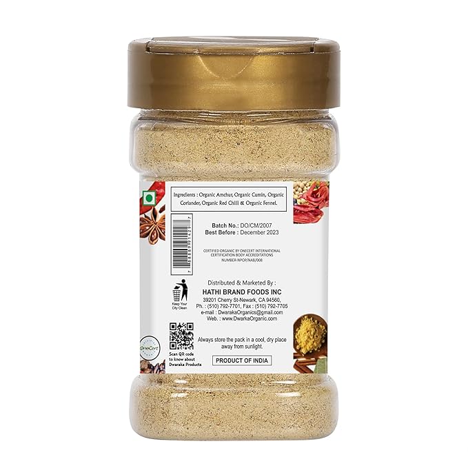 Dwaraka Organic - Chaat Masala Powder, 3.5oz, Healthy, Organic, Non GMO, All Natural