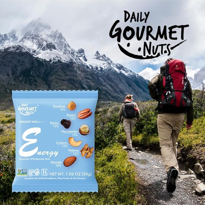 Daily Gourmet Nuts - Energy Mix/Healthy Trail mix Individual Packs/Premium Nuts & Dry Fruit/Gluten-Free/Non-GMO/Nuts Individual Packs/Office Snacks / 48 Packs