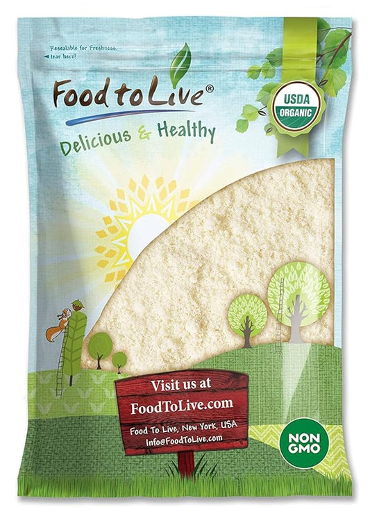 Food to Live Organic Almond Flour, 8 Pounds ??Extra Fine Blanched Prime Meal, Non-GMO, Low Carb, Culinary Grade, Kosher, Keto, Paleo and Vegan Super Powder, Bulk