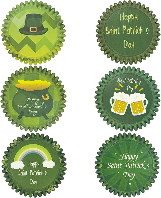 qiqee Saint Patrick 300PCS Mini Cupcake Liners Cupcake Cups 6 Designs Gradient Cupcake Papers Baking Cups Cupcake Wrappers (Small Size)