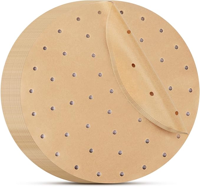 Beasea Air Fryer Round Liners - 12 Inch, 200pcs Unbleached Parchment Paper for Air Fryer and Steaming Basket