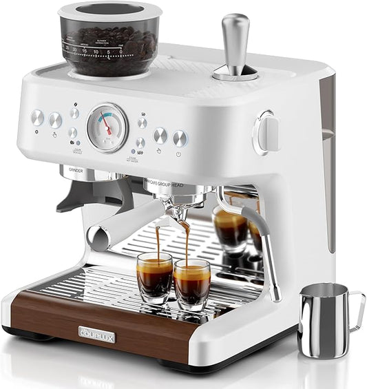 Espresso Machine with Grinder, Multifunctional Espresso Machine with Powerful Milk Frother 58MM Cafì±?Level Espresso Coffee Machine 15 Bar Cappuccino & Latte Machine for Home Stainless Steel