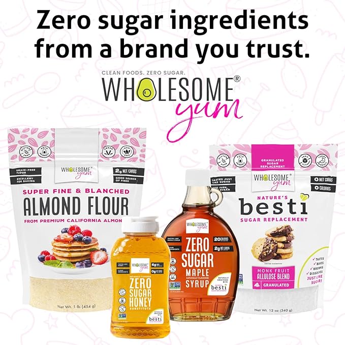 Wholesome Yum Premium Fine Blanched Almond Flour For Baking & More (16 oz / 1 lb) - Low Carb, Gluten Free, Non GMO, Keto Friendly Flour Substitute With Ground Almonds (Pack of 2)