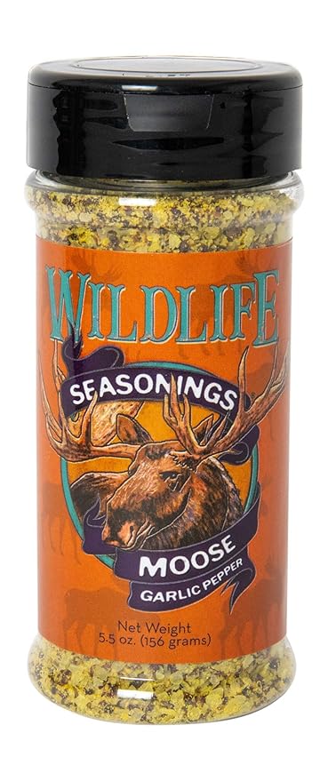 Wildlife Seasonings Moose Garlic Pepper - Versatile Blend Seasoning for Steaks, Poultry, Vegetables, and Wild Game, Perfect for Grilling or Cooking with Bold Garlic Flavor
