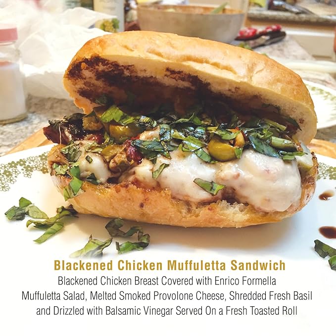 Enrico Formella Mild Muffuletta Salad - Gluten Free Italian Olive Mix - New Orleans Style Sandwich Spread (56oz)