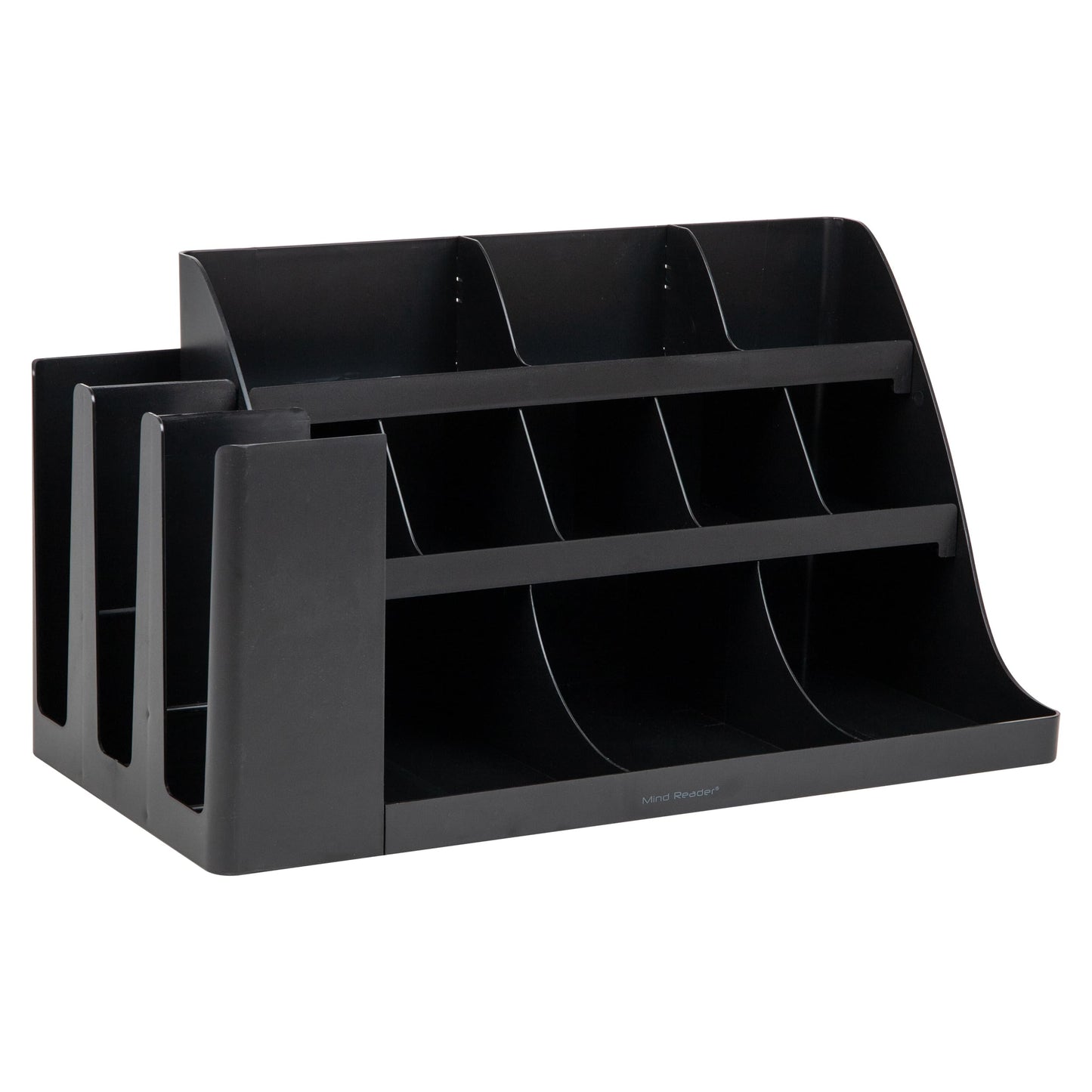 Mind Reader Large Cup and Condiment Station, 14-Compartment Countertop Coffee Organizer for Cups