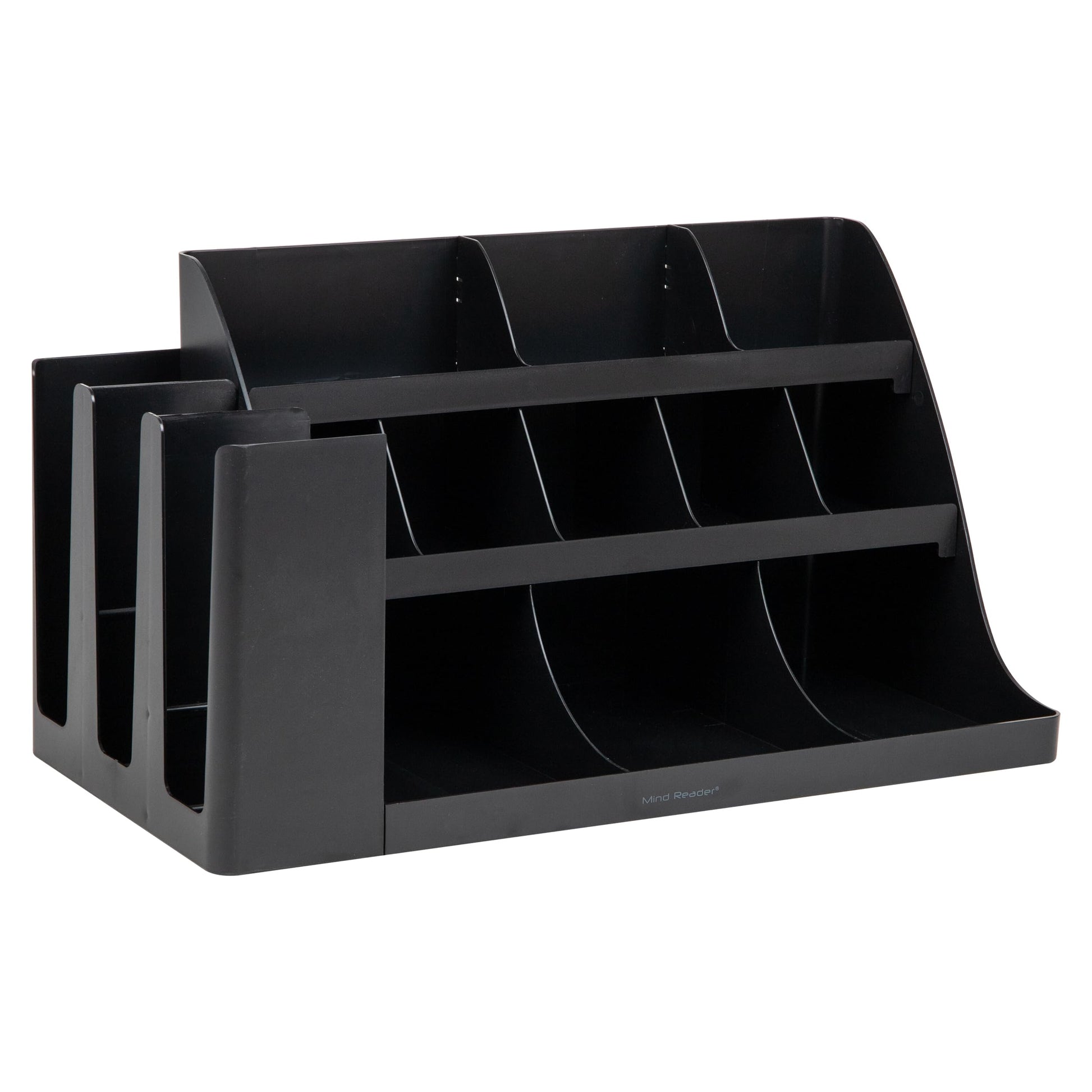 Mind Reader Large Cup and Condiment Station, 14-Compartment Countertop Coffee Organizer for Cups