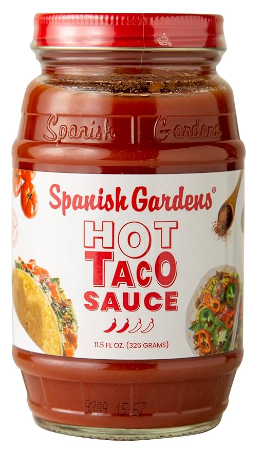 Spanish Gardens Taco Sauce (6 Pack) ??Hot Taco Sauce for Authentic Mexican Food ??Original Family Recipe, Spicy Sauce for Tex Mex Food (11.5 oz)