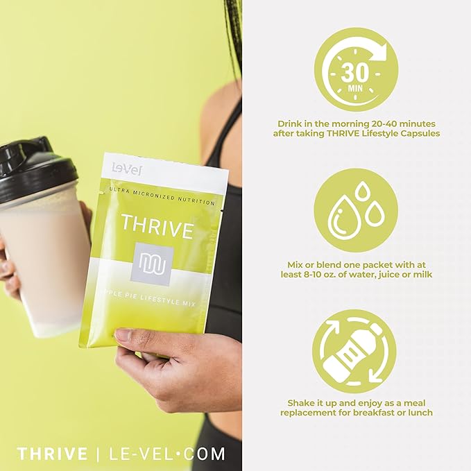 Thrive Protein Shake | 16 Packets (35g Each) | Gluten-Free, Pea Protein Blend, Probiotics, Fiber & Digestive Enzymes | Supports Lean Muscle (16 Packets (Single Servings), Apple Pie)