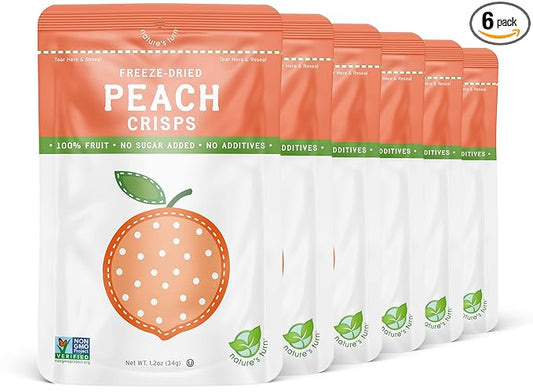 Nature's Turn Freeze-Dried Fruit Snacks, Peach Crisps, Pack of 6 (1.2 oz Each)