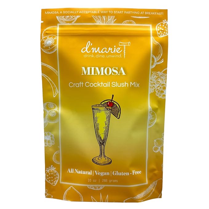 Frozen Cocktail Drink Mix - Makes 10 Mimosa Slushies - Drink Powder Pouches for Alcohol - All Natural Low Sugar Mixer, No Blender Needed