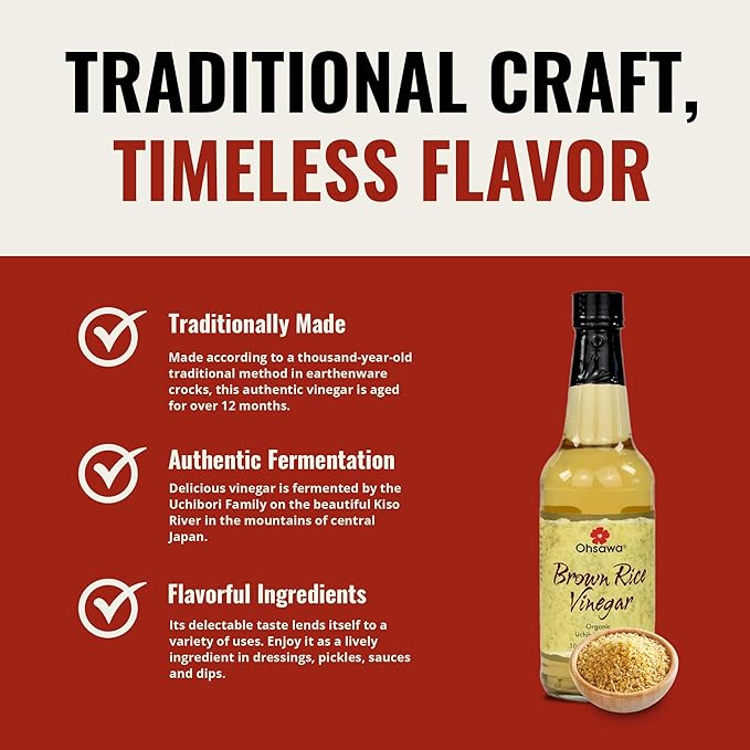 Ohsawa - Organic Brown Rice Vinegar - Macrobiotic, Vegan and Gluten-Free - 10 Oz