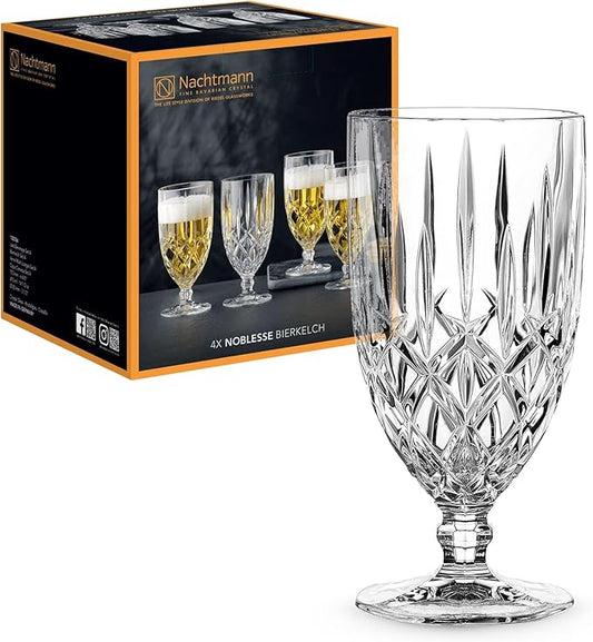 Nachtmann Noblesse Collection Iced Beverage Glasses, Crystal Glass Water Goblets, 15 Ounce, Beer, Wine, and Cocktails, Iced Beverage Glassware – Set of 4