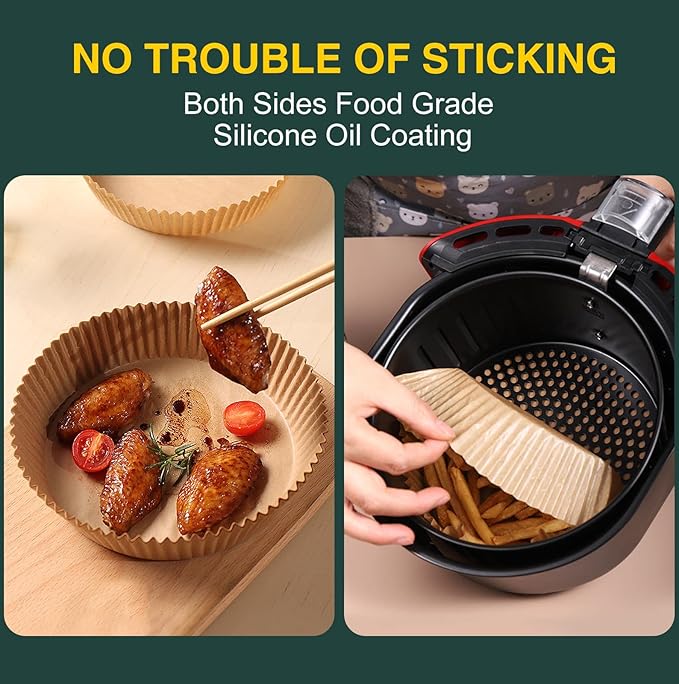Air Fryer Disposable Paper Liner, Non-Stick Round Parchment, AirFryer Accessories, Oil Proof, Water Proof, Cooking Baking Roasting Filter for Microwave Oven Frying Pan(125PCS, 8inch)